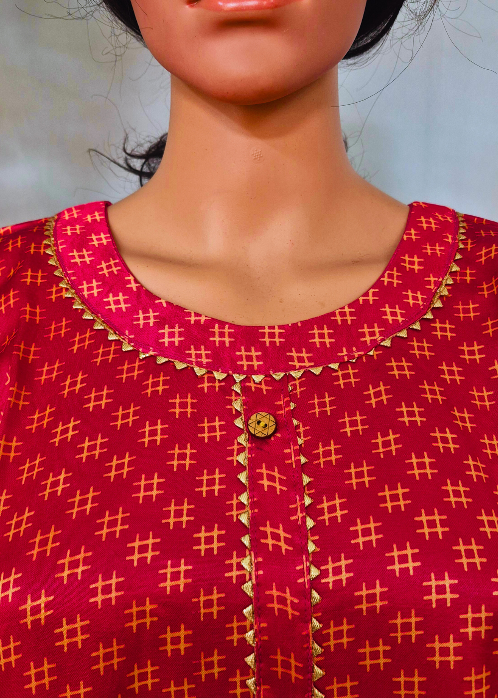 Mashru Silk Rani Pink Kurta
