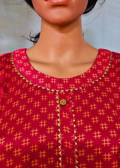 Mashru Silk Rani Pink Kurta