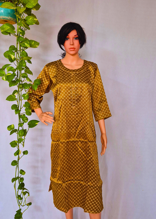 Mashru Silk Yellow Kurta