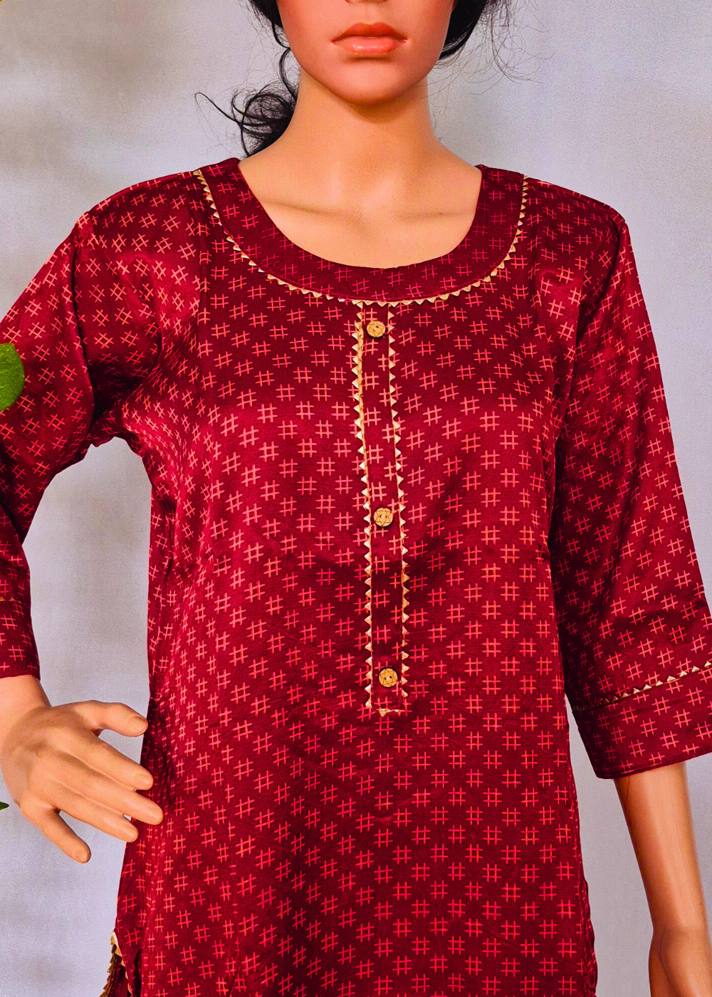 Mashru Silk Maroon Kurta