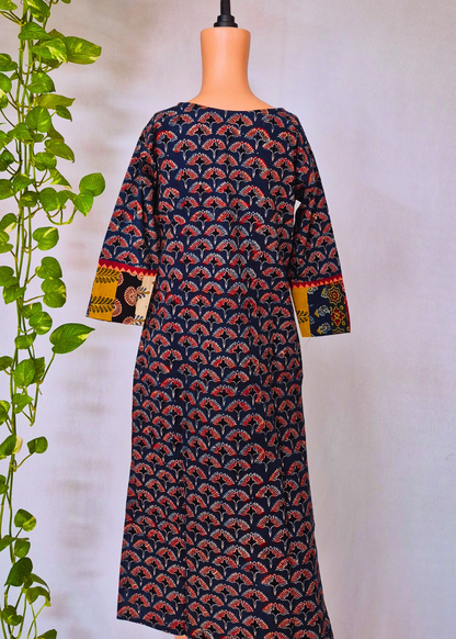 Ajarakh Handblock Blue Cotton Kurti