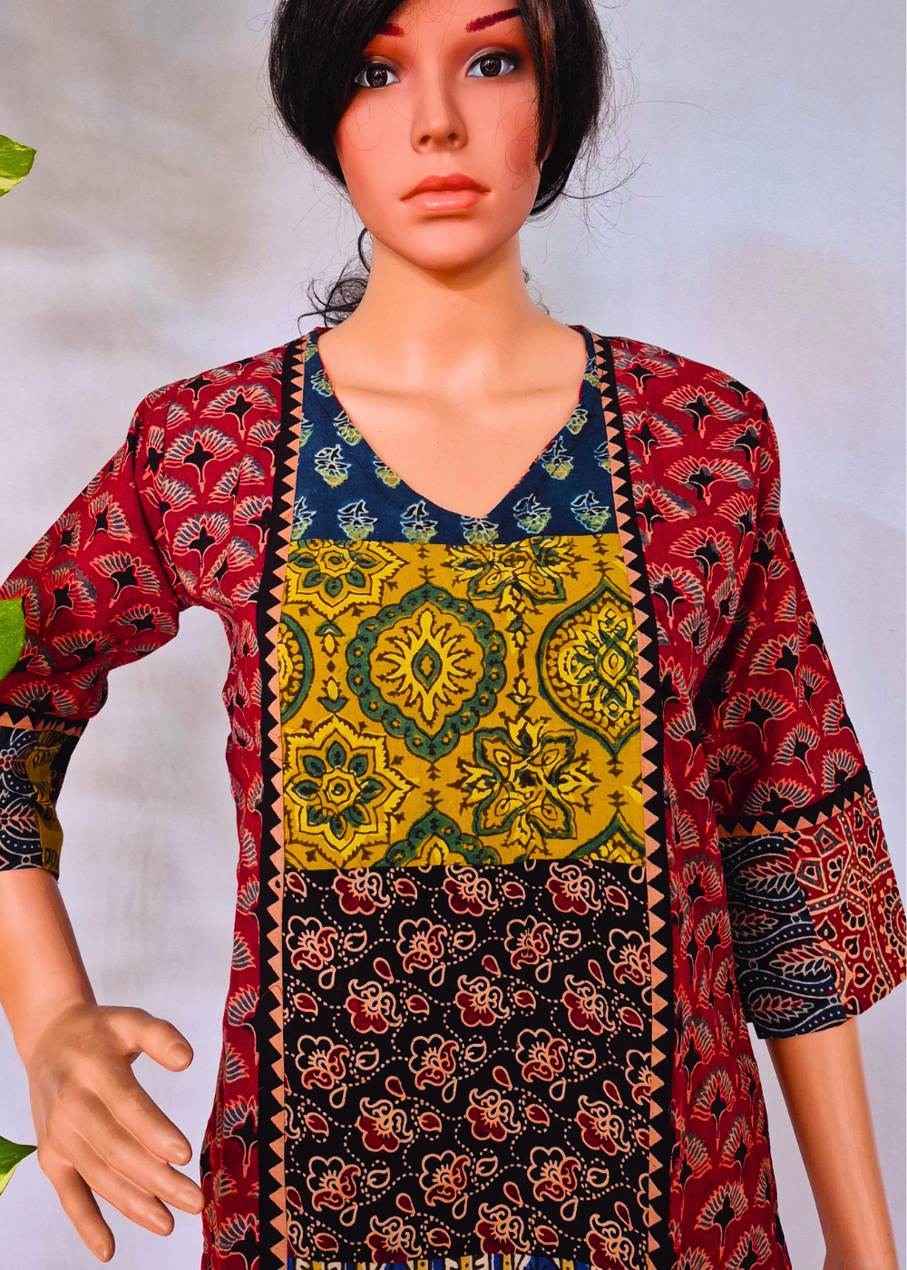 Ajarakh Handblock Maroon Cotton Kurti