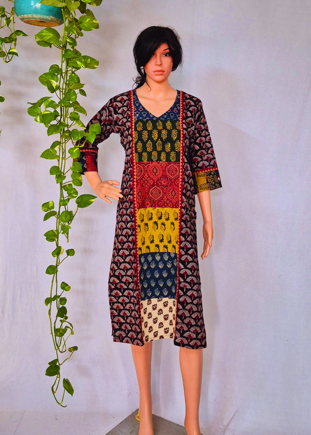 Ajarakh Handblock Black Cotton Kurti