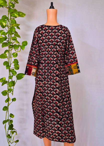 Ajarakh Handblock Black Cotton Kurti