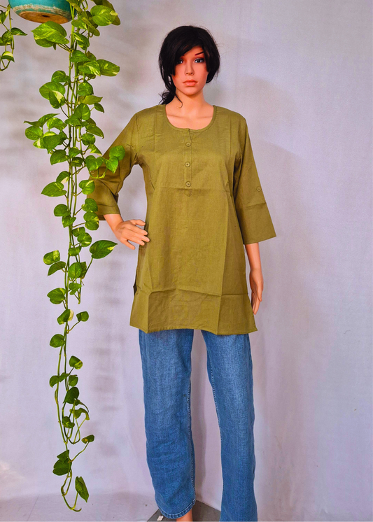 Cotton Plain Short Kurti for Women