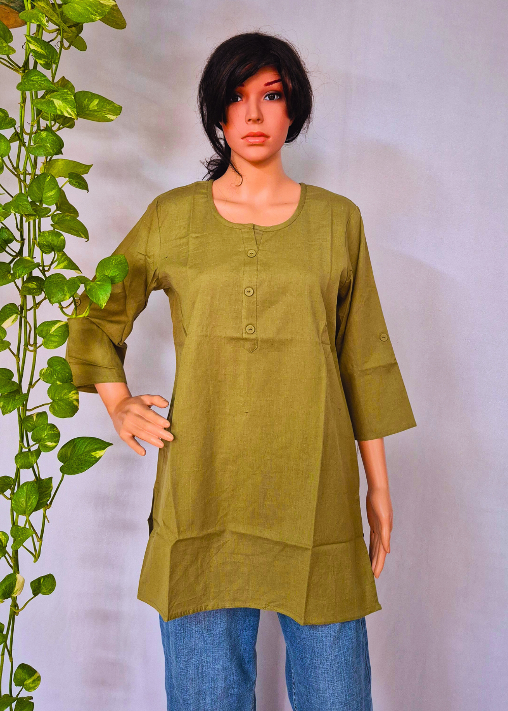 Cotton Plain Short Kurti for Women