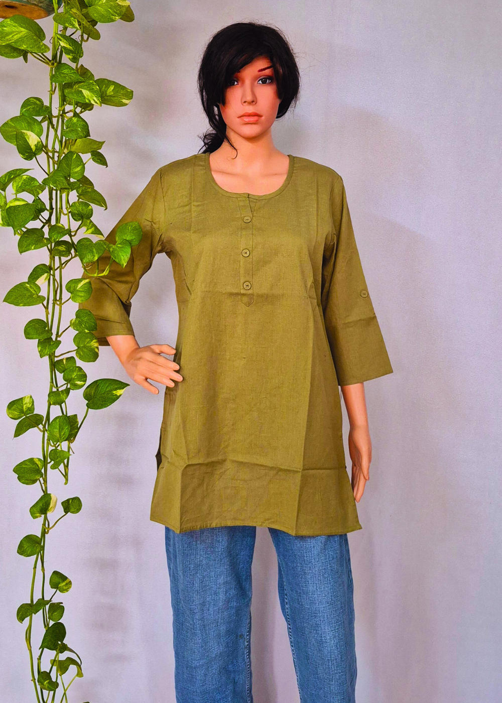 Cotton Plain Short Kurti for Women