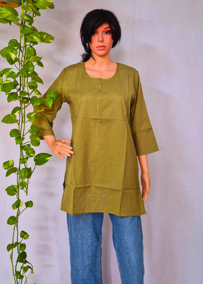 Cotton Plain Short Kurti for Women