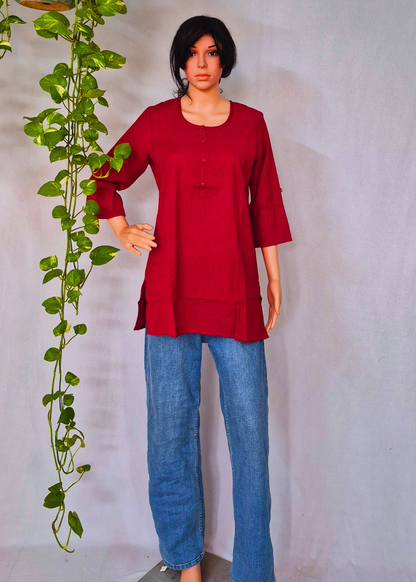 Cotton Plain Short Kurti for Women