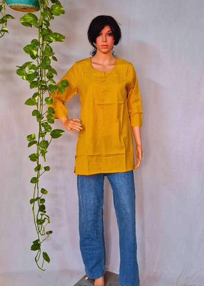 Cotton Plain Short Kurti for Women
