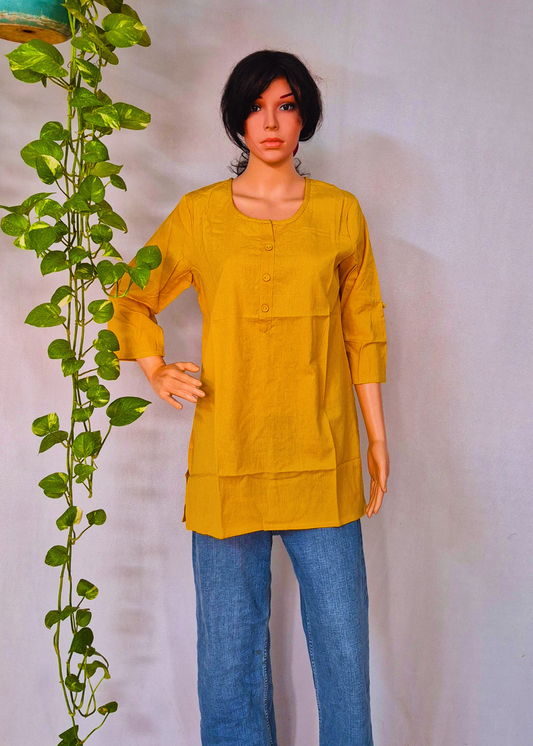 Cotton Plain Short Kurti for Women
