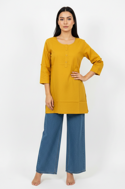 Cotton Plain Short Kurti for Women