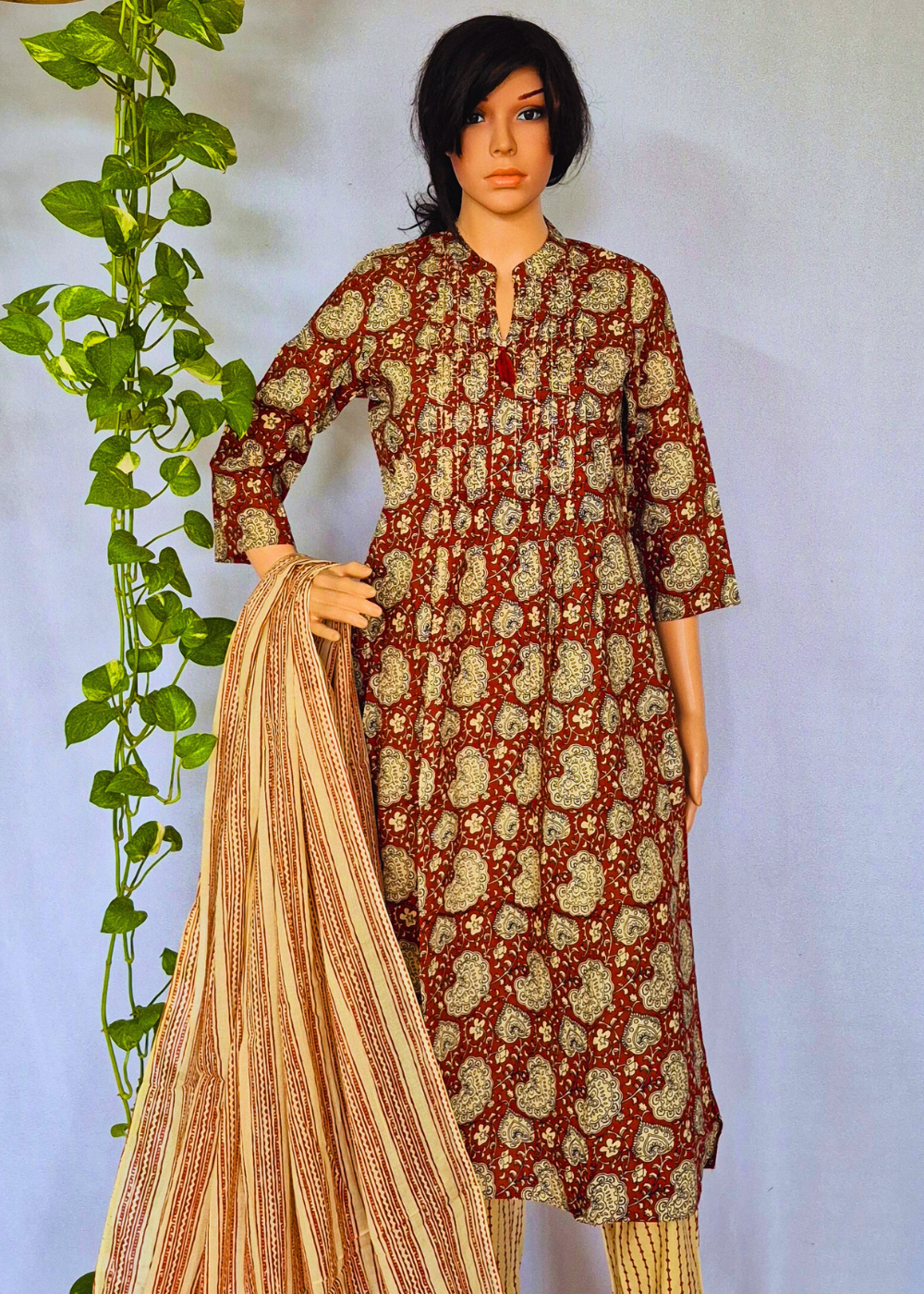 Hand Block Premium Cotton Kurta Pant & Dupatta Set