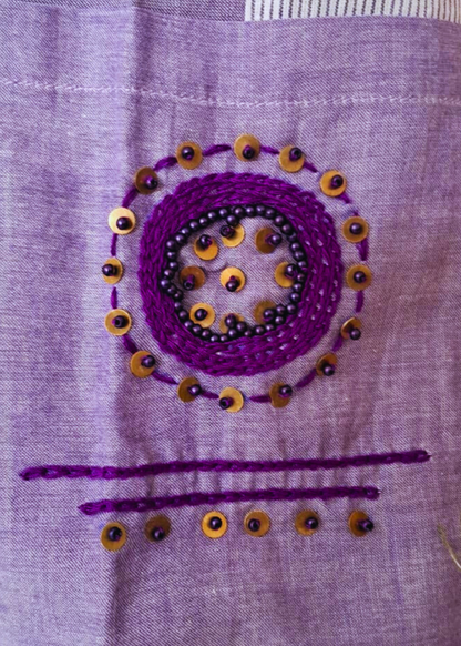 Lilak Kurta Plazo Set With Embroidery In Handloom Cotton