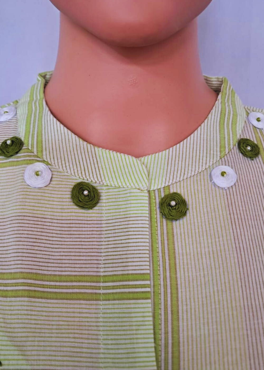 Handloom Cotton Green Kurta Plazo Set With Embroidery