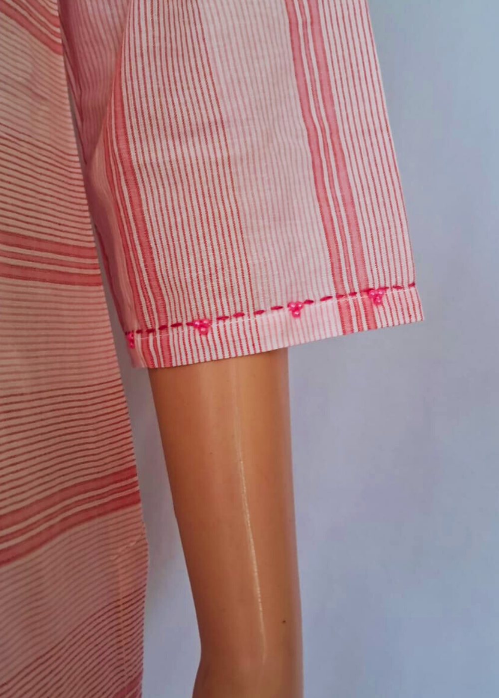 Handloom Cotton Pink Kurta Plazo Set With Embroidery
