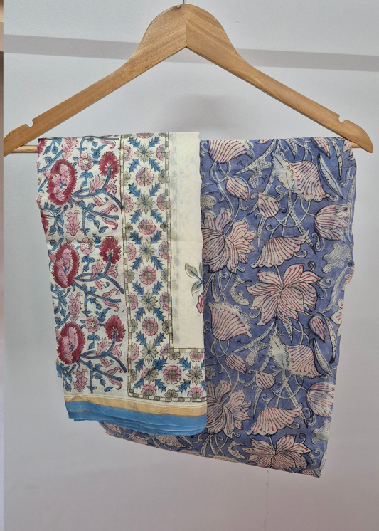 Premium Chanderi Cotton Hand Block Print Kurta & Dupatta Set