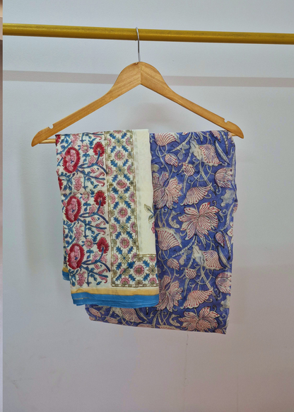 Premium Chanderi Cotton Hand Block Print Kurta & Dupatta Set