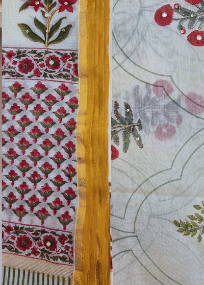 Premium Chanderi Silk Hand Block Print Kurta & Dupatta Set