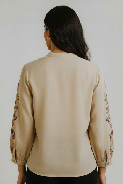 Women's Beige Cotton Tops For Jeans