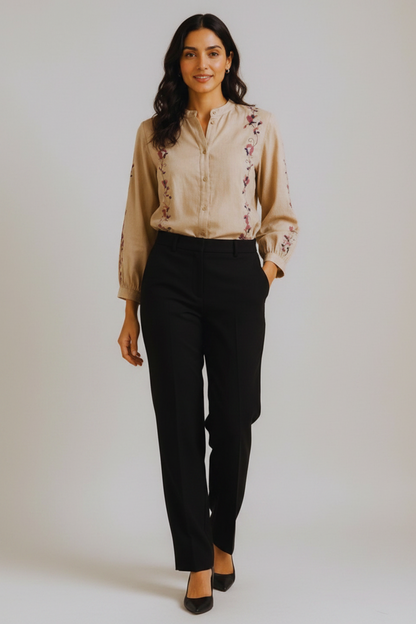 Women's Beige Cotton Tops For Jeans