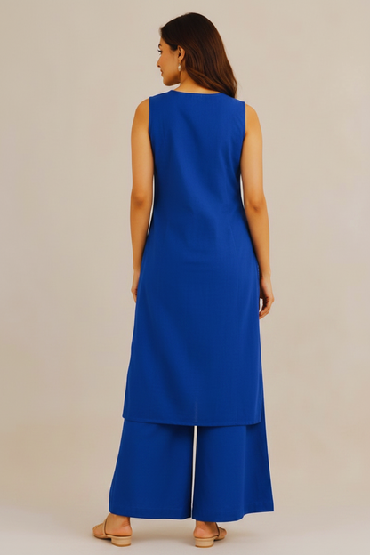 Blue Cotton Co-ord Set For Women