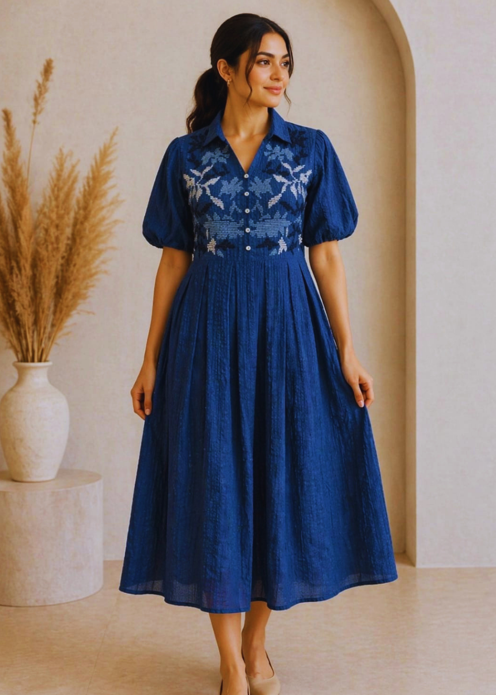 Blue Cotton Dress for Women