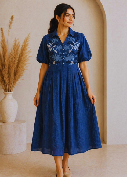 Blue Cotton Dress for Women
