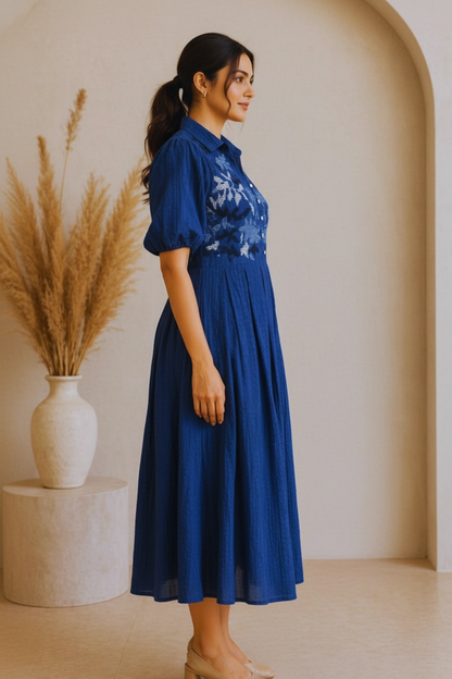 Blue Cotton Dress for Women