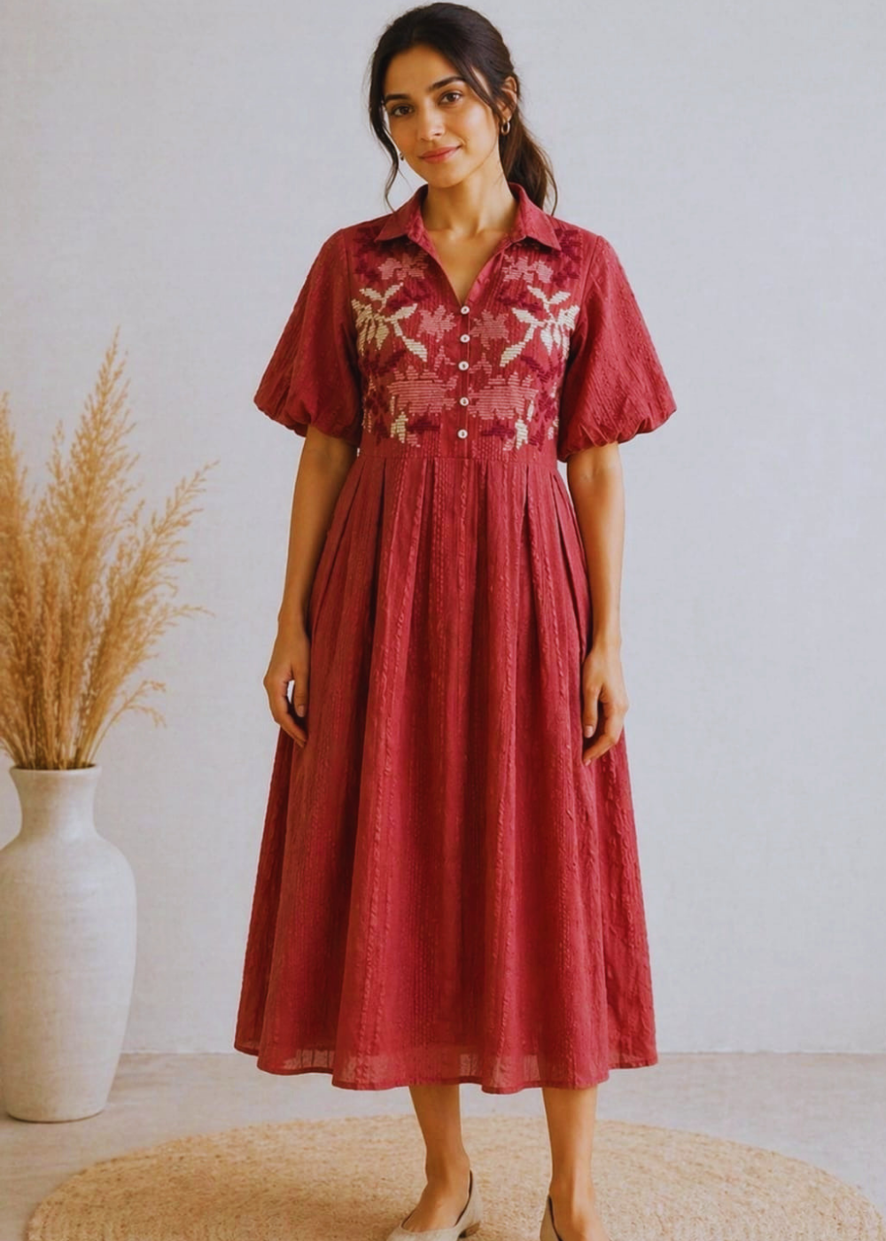 Brown Cotton Dress for Women