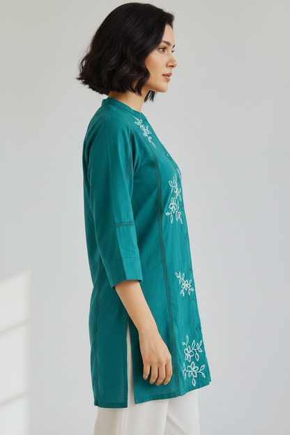 Women's Green Cotton Tops For Jeans