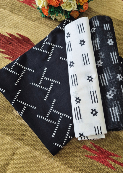 Authentic Bagru Cotton Unstitched Suit Set with Kota Doriya Dupatta