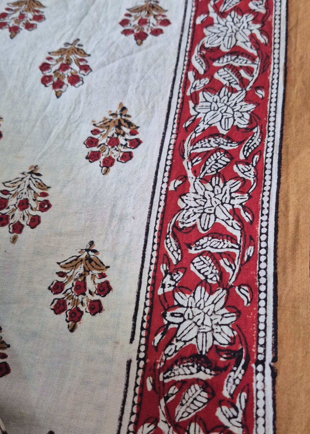 Authentic Bagru Cotton Unstitched Suit Set with Kota Doriya Dupatta