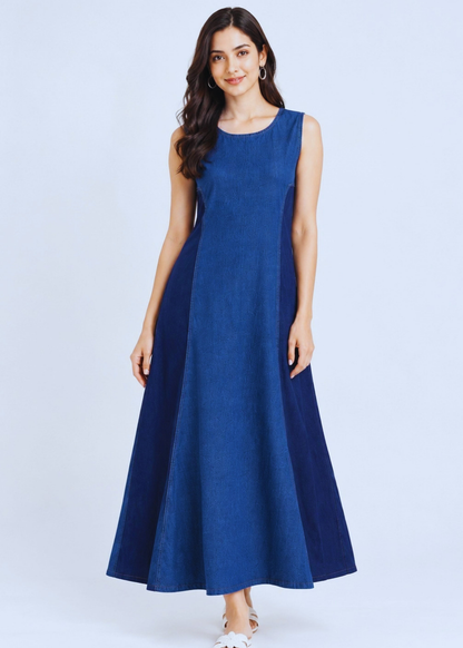 Cotton Denim Flex Blue Dress for Women