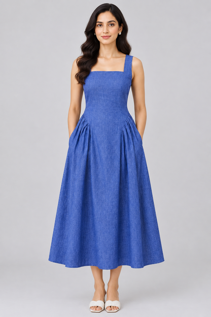 Cotton Blue Dress for Women