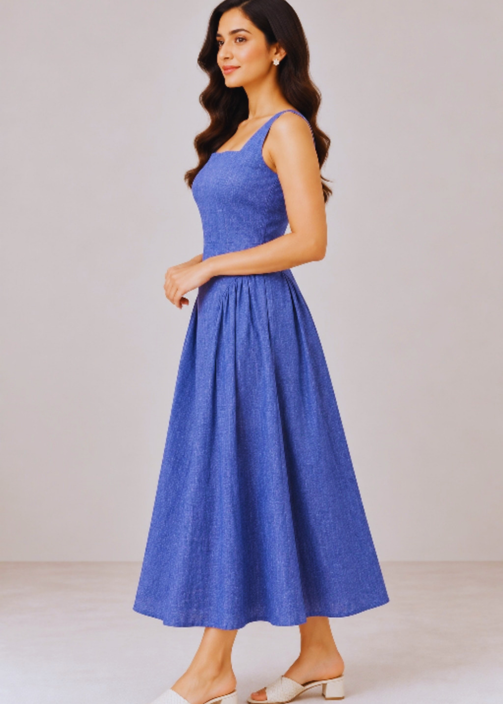 Cotton Blue Dress for Women