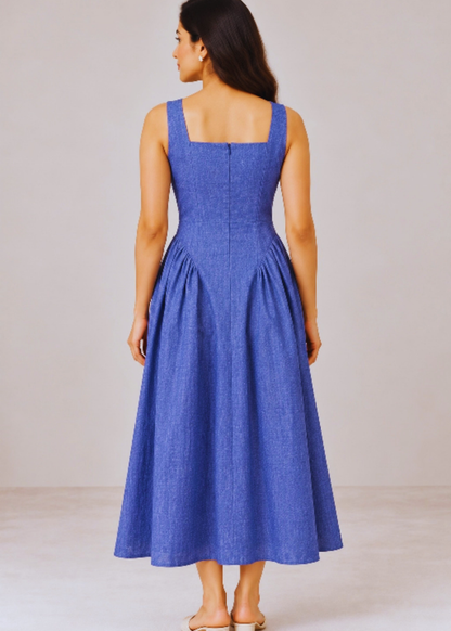 Cotton Blue Dress for Women