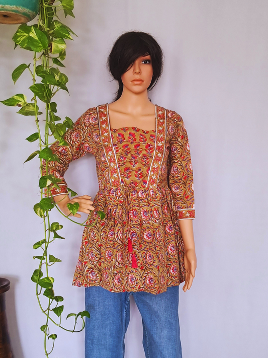 Pure Organic Cotton Frill Short Kurti