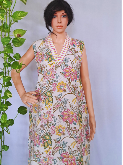 Pink Floral Cotton Kurta Sets
