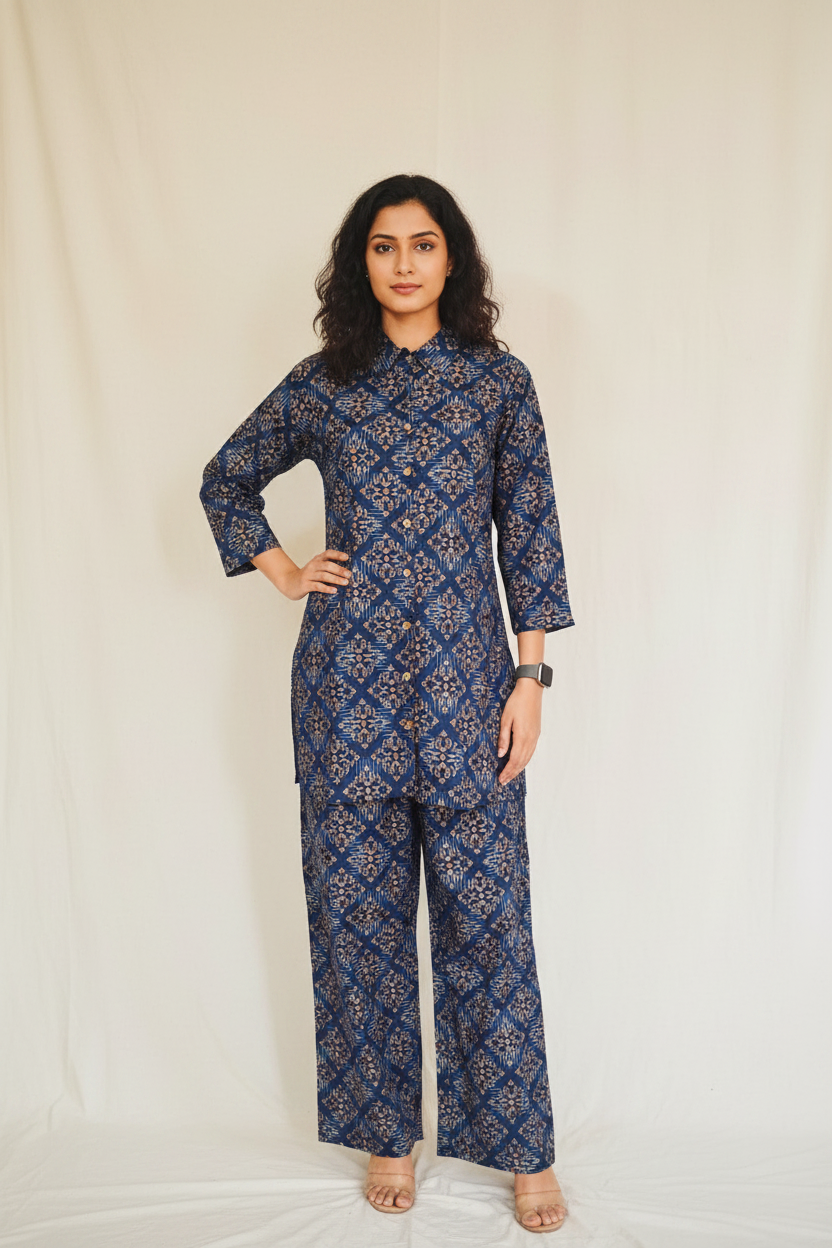 Blue Premium Cotton Co-ord Set