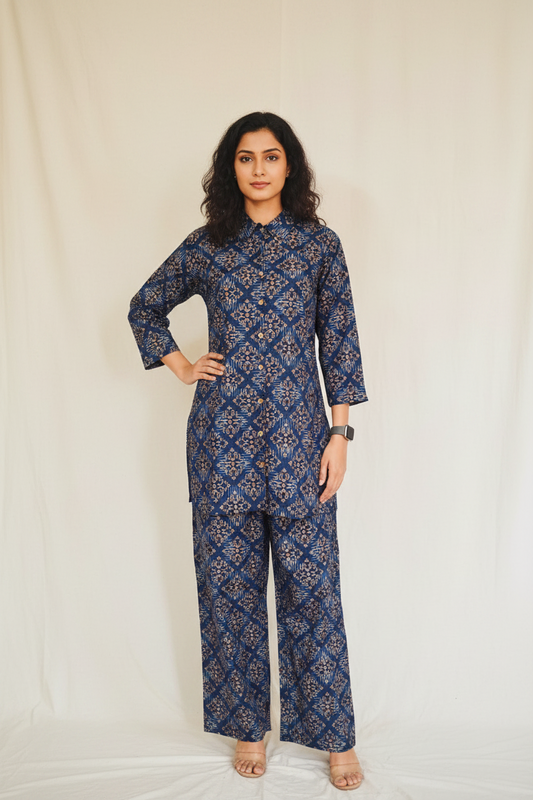 Blue Premium Cotton Co-ord Set