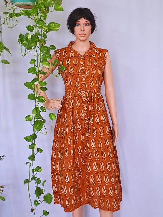 Bagru Hand Block Cotton Dress