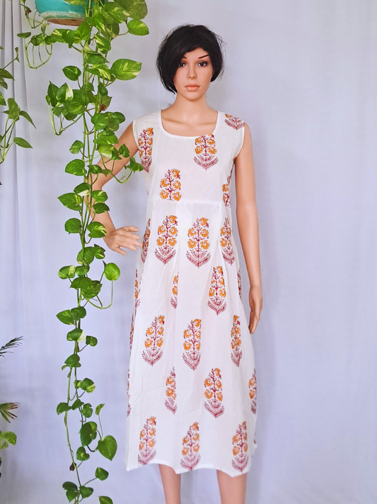 Box Pleated Cotton Dress