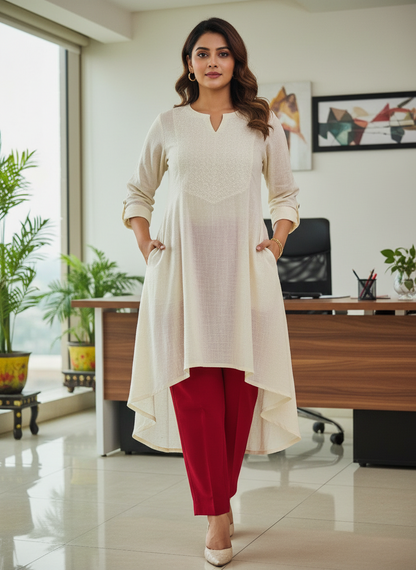 Everyday Maroon Cotton Pant For Women