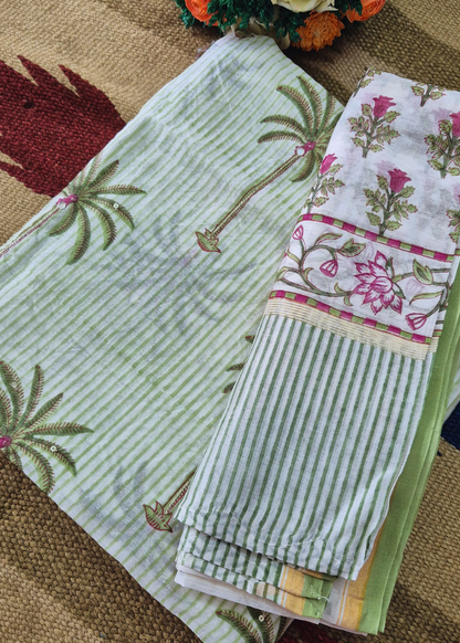 Chanderi Silk Hand Block Print Kurta & Dupatta Set