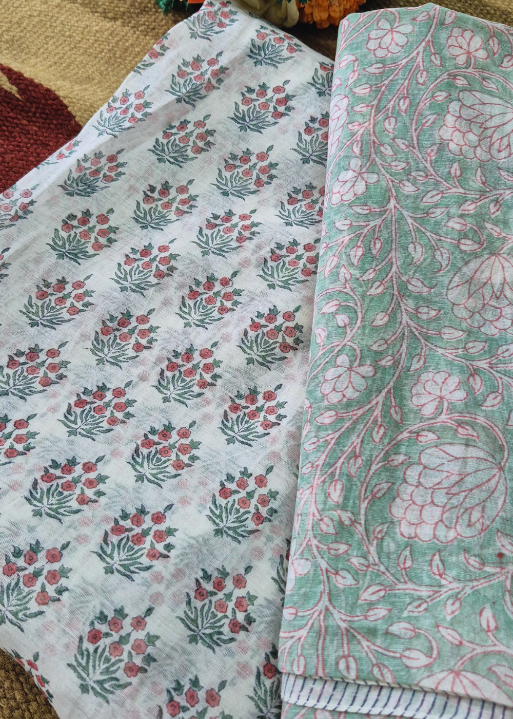 Chanderi Silk Hand Block Print Kurta & Dupatta Set