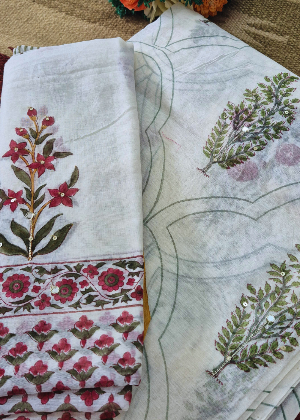 Chanderi Silk Hand Block Print Kurta & Dupatta Set