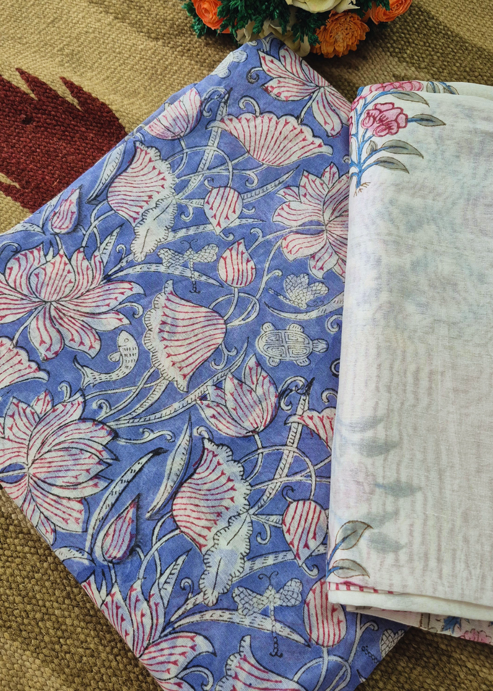 Chanderi Cotton Silk Hand Block Print Kurta & Dupatta Set