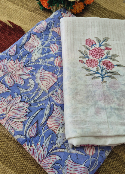 Chanderi Cotton Silk Hand Block Print Kurta & Dupatta Set
