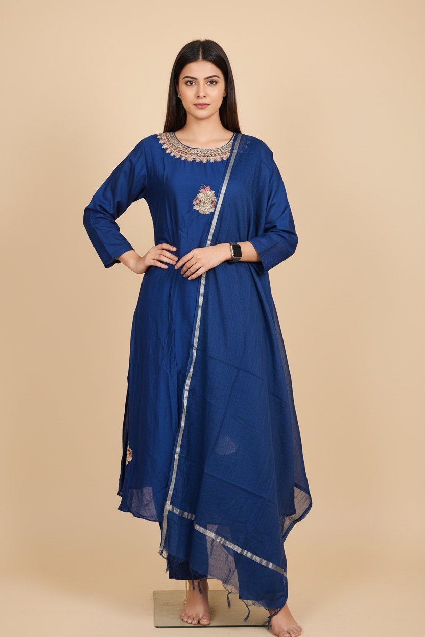 Pure Chanderi Silk 3 Piece Sets